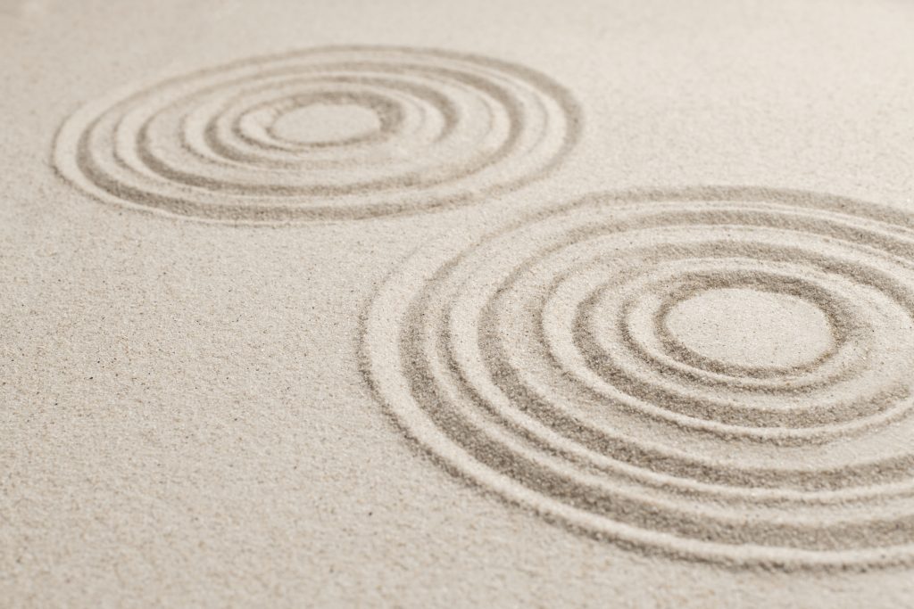 circle zen sand background in mindfulness concept